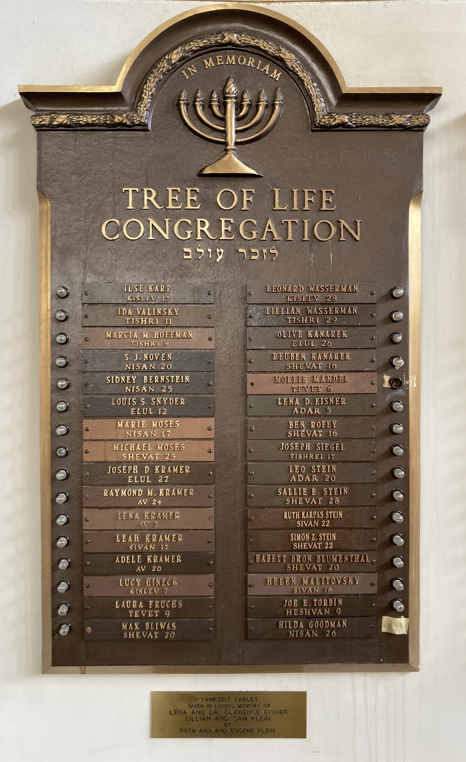 Tree of Life (Pittsburgh) memorial board (19) Rauh Jewish Archives