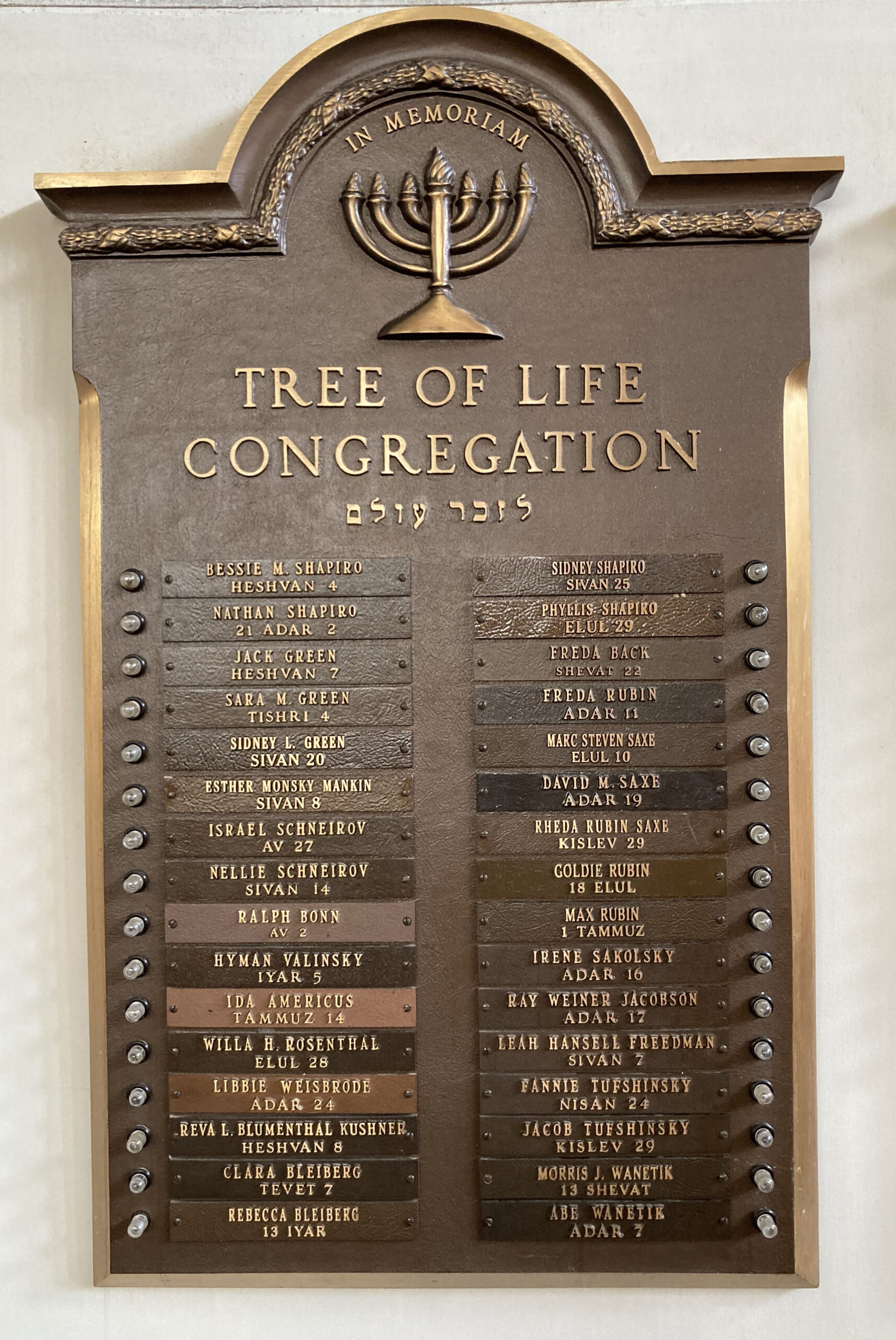Tree of Life (Pittsburgh) memorial board (20) Rauh Jewish Archives